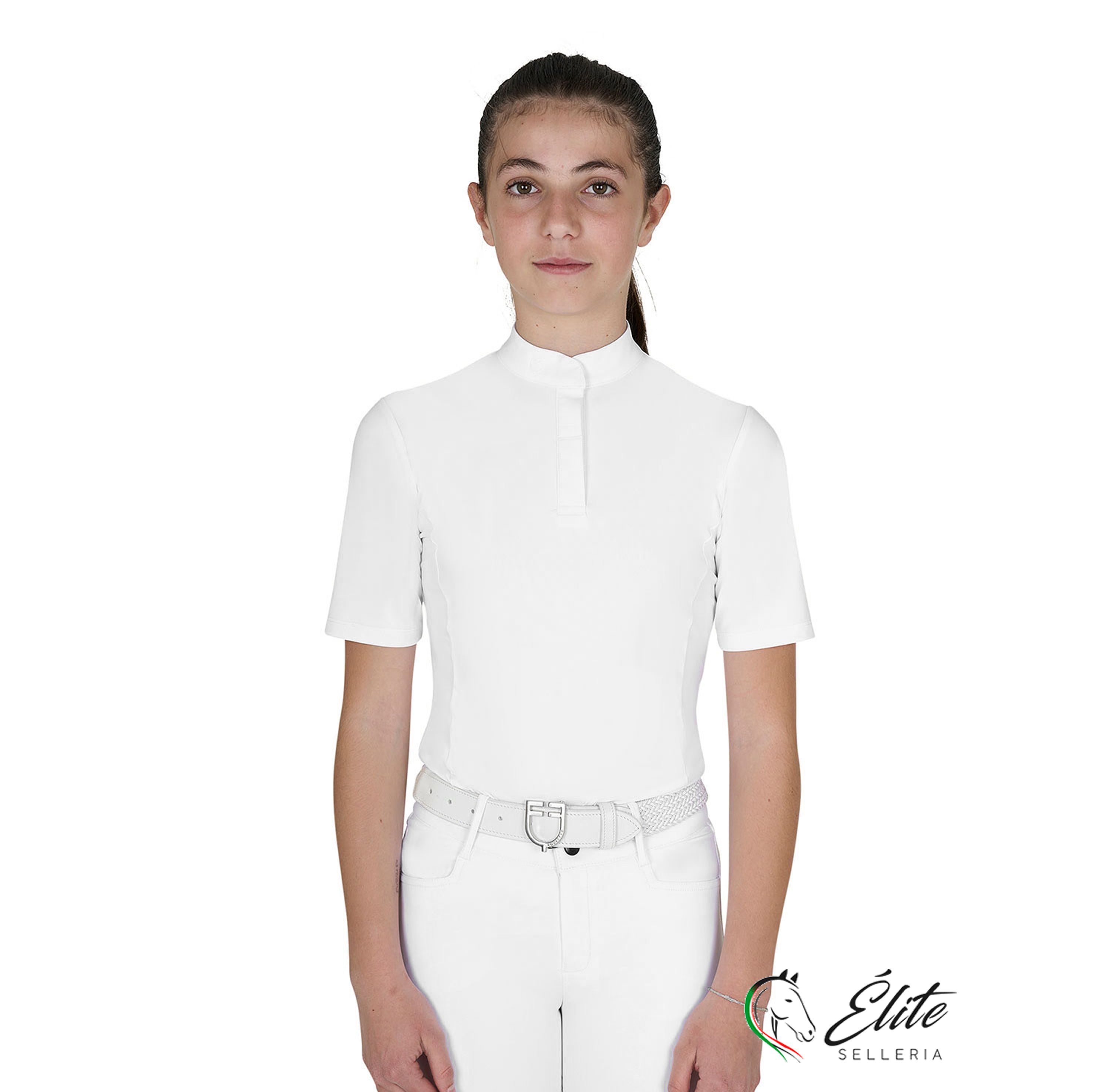 Polo concorso bambina slim fit colore bianco