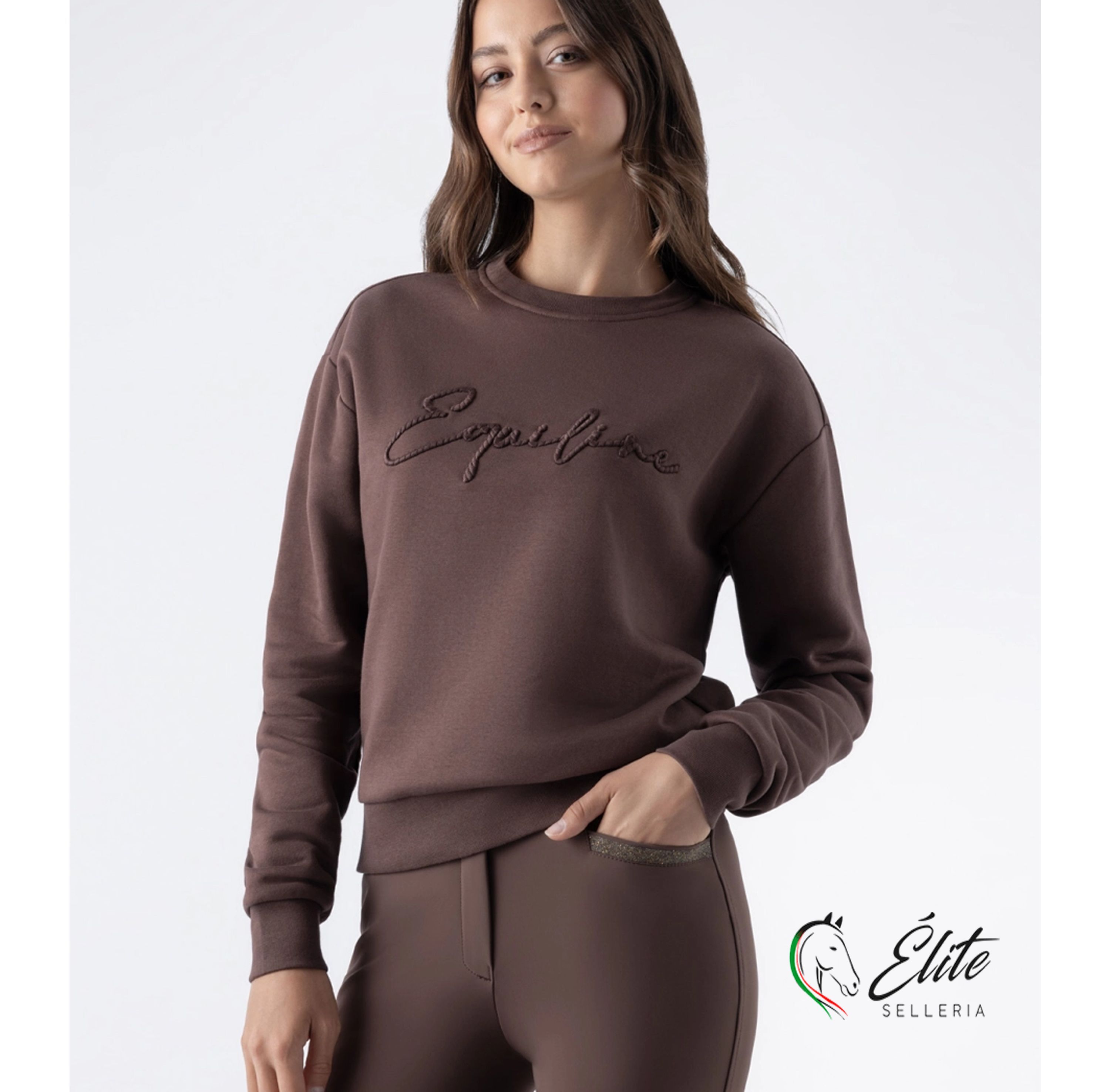 Felpa girocollo da donna marrone