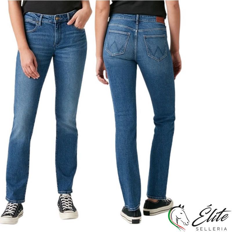 Vendita online JEANS DONNA WRANGLER STRAIGHT BLUE BLACK - Selleria Élite del cavallo - Palermo - Sicilia- Italia