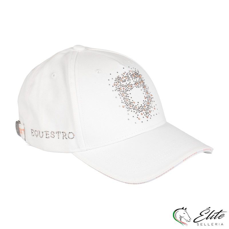 Cappello baseball con logo in strass bianco