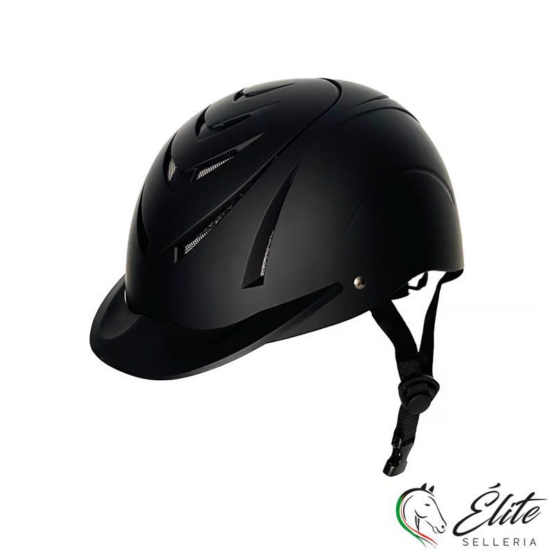 CASCO VENTILATO FORATO OPACO ROTELLA REGOLABILE NERO