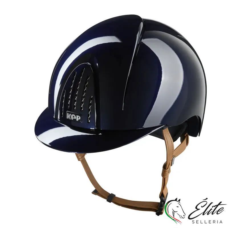CASCO EQUITAZIONE SMART NOVA / POLISH BLU / CINTURINO BEIGE LARGE