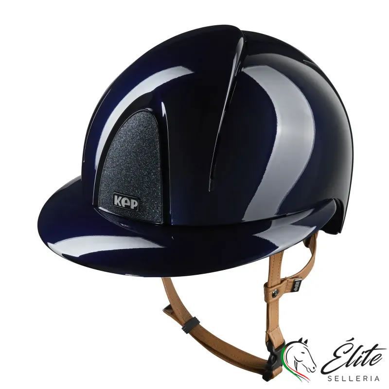 CASCO EQUITAZIONE SMART NOVA / POLISH BLU / CINTURINO BEIGE / VISIERA POLO / STAR BLU LARGE