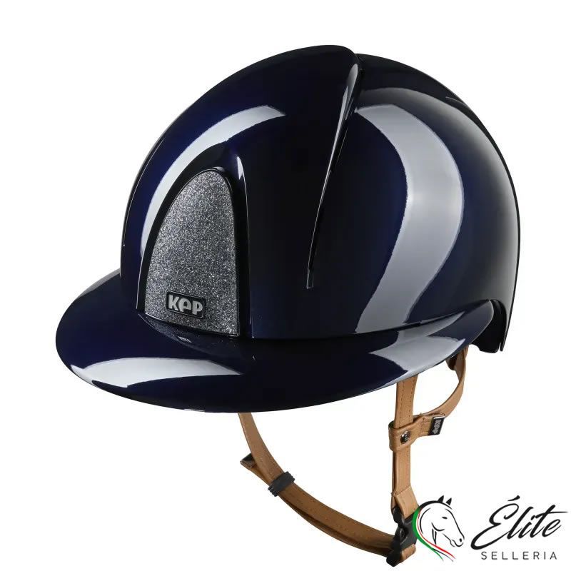 CASCO EQUITAZIONE SMART NOVA / POLISH BLU / CINTURINO BEIGE / VISIERA POLO / STAR SILVER LARGE