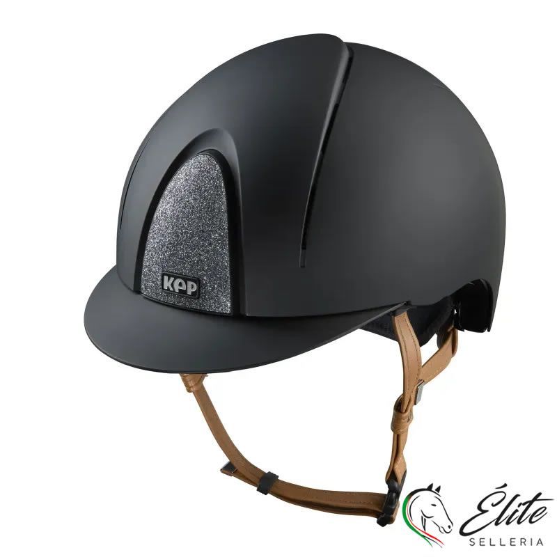 CASCO EQUITAZIONE SMART NOVA / TEXTILE NERO / CINTURINO BEIGE / STAR SILVER MEDIUM