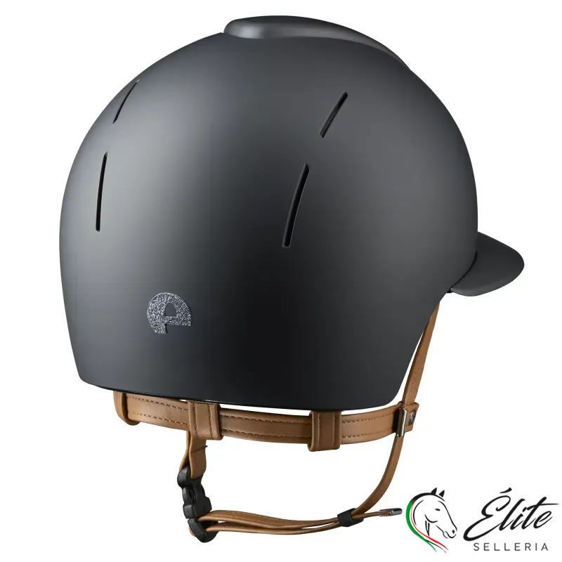 CASCO EQUITAZIONE SMART NOVA / TEXTILE NERO / CINTURINO BEIGE / VISIERA POLO / STAR SILVER LARGE, selleria online Élite del cavallo, Palermo