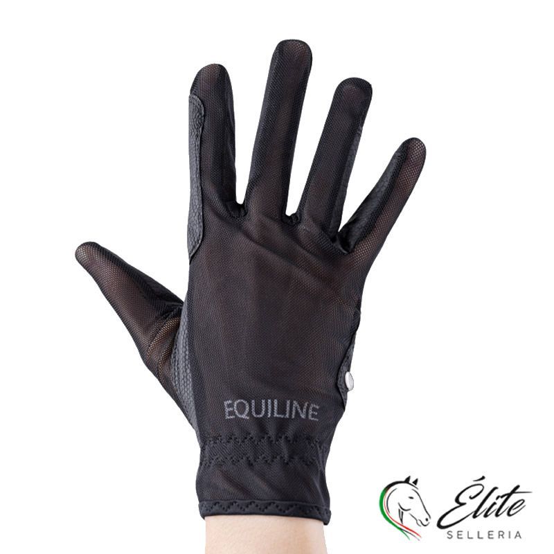 Monta inglese, Abbigliamento, Guanti - vendita online GUANTI ESTIVI NERI - marca: Equiline - Selleria Élite del cavallo - Palermo - Sicilia- Italia