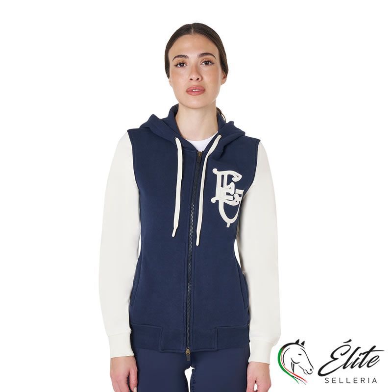 FELPA DONNA EQ BICOLORE CON ZIP FRONTALE BLU NAVY S
