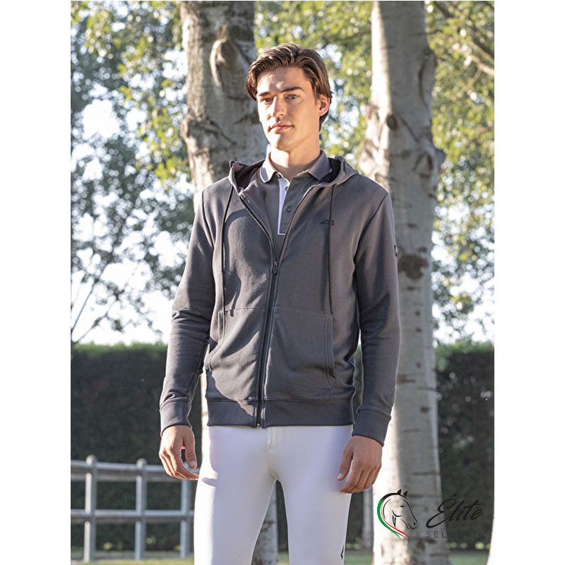 Monta inglese, Abbigliamento - vendita online Felpa full zip uomo grigio scuro - marca: Equiline - Selleria Élite del cavallo - Palermo - Sicilia- Italia