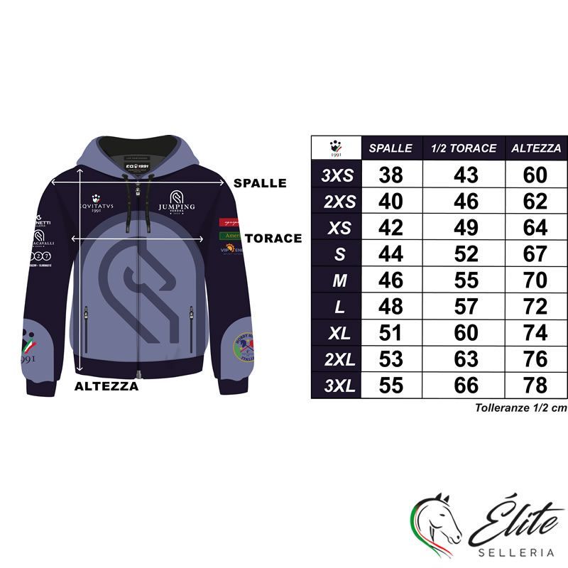 FELPA UFFICIALE JUMPING VERONA 2025 BLU NAVY, selleria online Élite del cavallo, Palermo