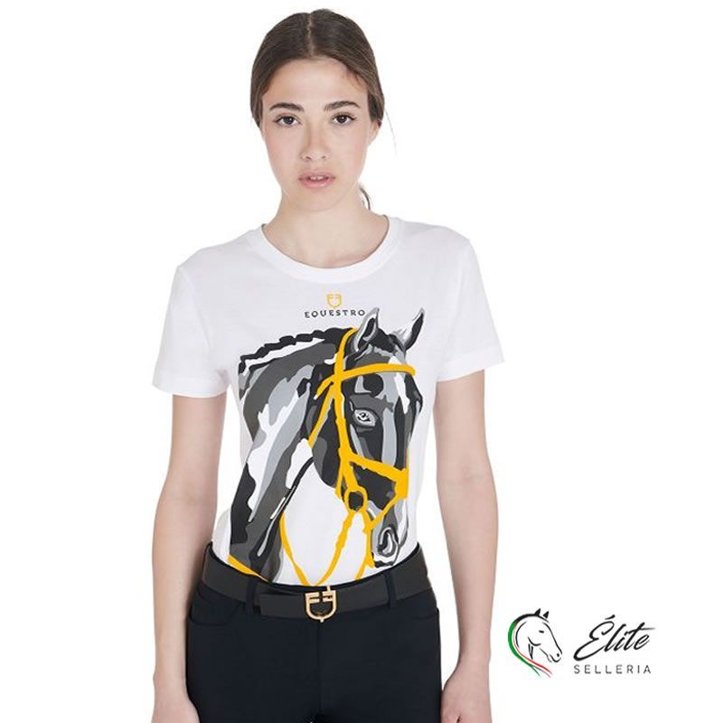 Vendita online T-SHIRT DONNA SLIM FIT TESTA CAVALLO - Selleria Élite del cavallo - Palermo - Sicilia- Italia