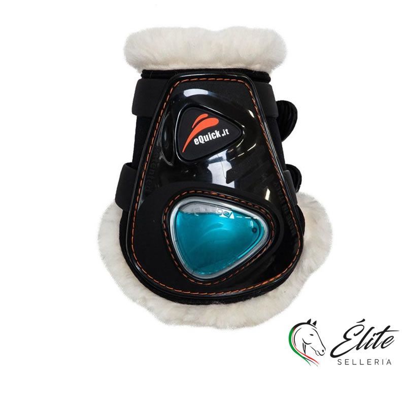 Monta inglese, Protezioni, Paranocche - vendita online Paranocca eQuick eShock FluidGel Fluffy Black Size : L - marca: Equick - Selleria Élite del cavallo - Palermo - Sicilia- Italia