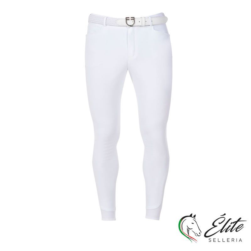 PANTALONI UOMO DA EQUITAZIONE CON GRIP AL GINOCCHIO EQUESTRO X FISE BIANCO