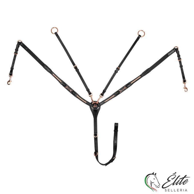 Monta inglese, Pettorali e Martingale - vendita online PETTORALE SNAFFLE CON CLINCHER ORO ROSA NERO - marca: Amahorse - Selleria Élite del cavallo - Palermo - Sicilia- Italia