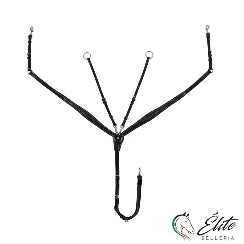 Vendita online PETTORALE CON FORCHETTA IN PELLE CONCIATA E RICAMI BLACK - Selleria Élite del cavallo - Palermo - Sicilia- Italia