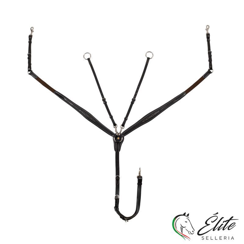 Vendita online PETTORALE CON FORCHETTA IN PELLE CONCIATA E RICAMI DARK BROWN - Selleria Élite del cavallo - Palermo - Sicilia- Italia