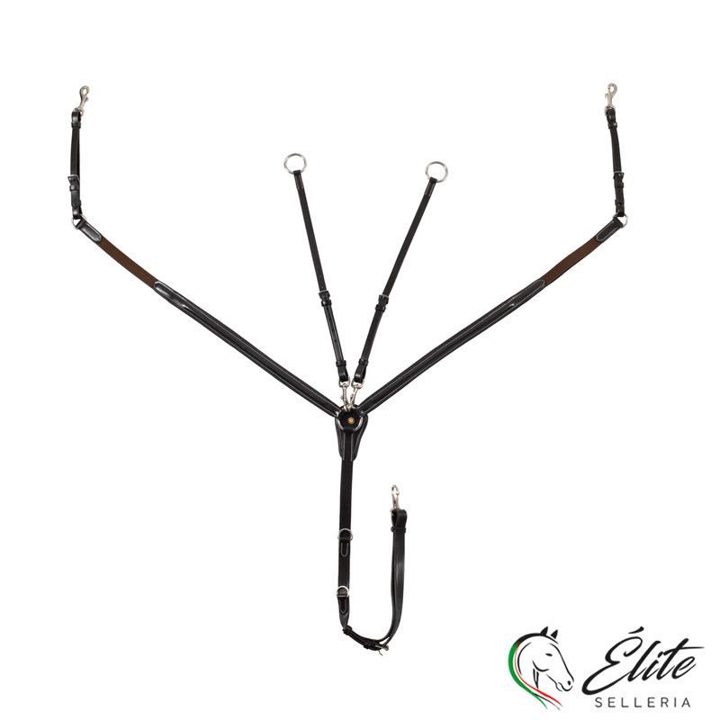 Vendita online PETTORALE IN PELLE CON INSERTI ELASTICI E MARTINGALA RIMOVIBILE DARK BROWN - Selleria Élite del cavallo - Palermo - Sicilia- Italia