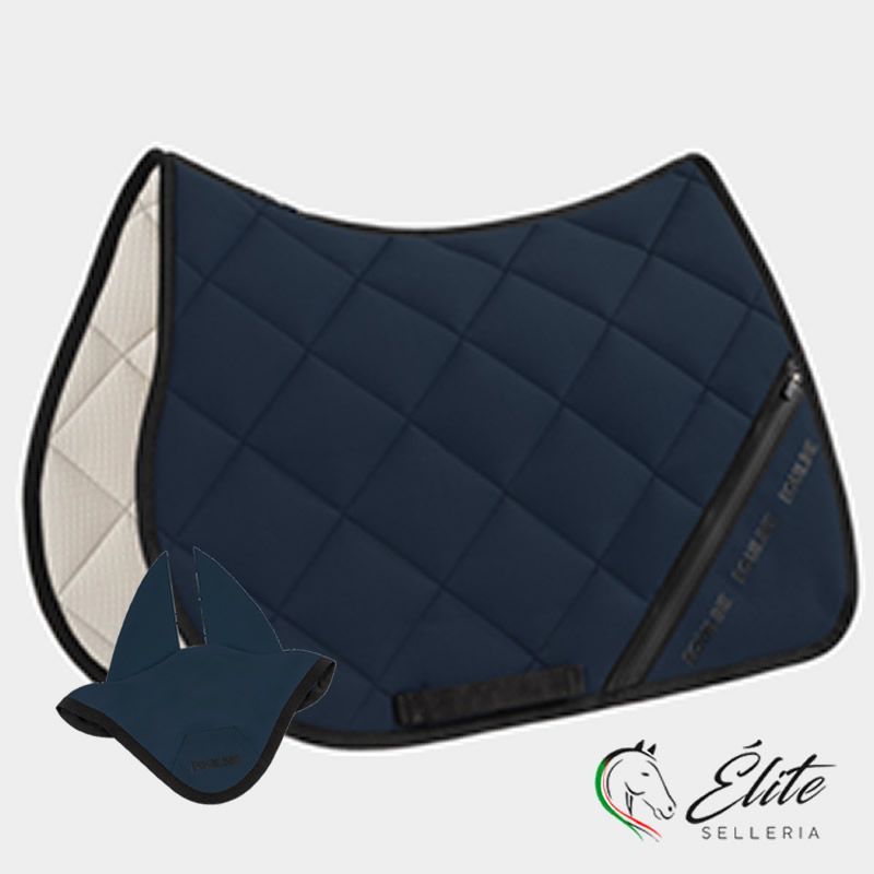 Monta inglese, Sottosella e Cuffiette, Completo Sottosella + Cuffietta - vendita online SOTTOSELLA DA SALTO CON TASCA ZIP CON CUFFIA - marca: Equiline - Selleria Élite del cavallo - Palermo - Sicilia- Italia