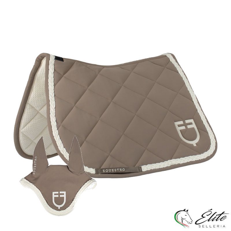 Monta inglese,&nbsp;Sottosella e Cuffiette,&nbsp;Completo Sottosella + Cuffietta - vendita online SOTTOSELLA DA SALTO CON CUFFIA CORDA INTRECCIATA - marca: Equestro - Selleria &Eacute;lite del cavallo - Palermo - Sicilia- Italia