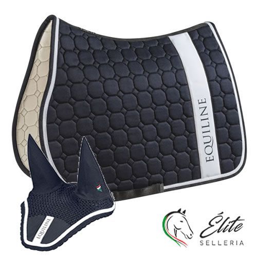 Monta inglese, Sottosella e Cuffiette, Completo Sottosella + Cuffietta - vendita online SOTTOSELLA E CUFFIETTA EQUILINE ELEK - marca: Equiline - Selleria Élite del cavallo - Palermo - Sicilia- Italia