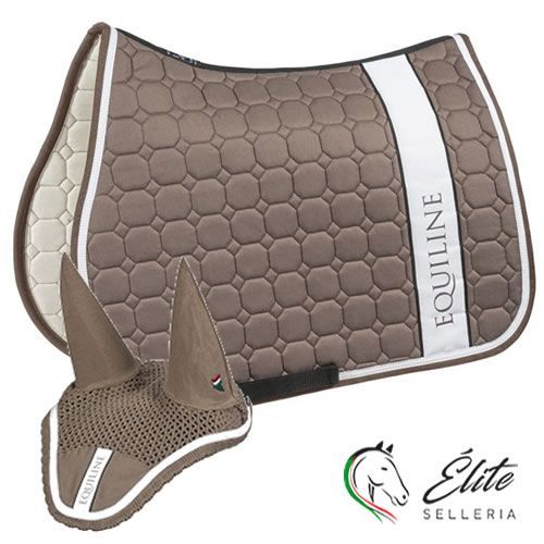 Monta inglese, Sottosella e Cuffiette, Completo Sottosella + Cuffietta - vendita online SOTTOSELLA E CUFFIETTA EQUILINE ELEK - marca: Equiline - Selleria Élite del cavallo - Palermo - Sicilia- Italia