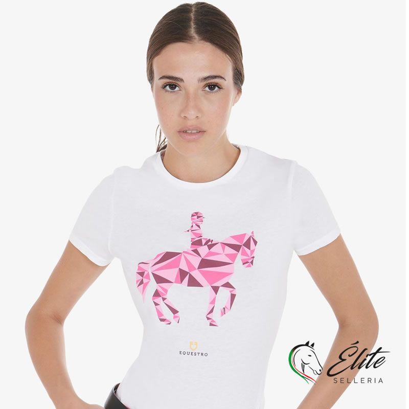 Monta inglese, Abbigliamento, T-shirt - vendita online T-SHIRT JUNIOR SLIM FIT CON STAMPA CAVALLO COLORATO - marca: Equestro - Selleria Élite del cavallo - Palermo - Sicilia- Italia