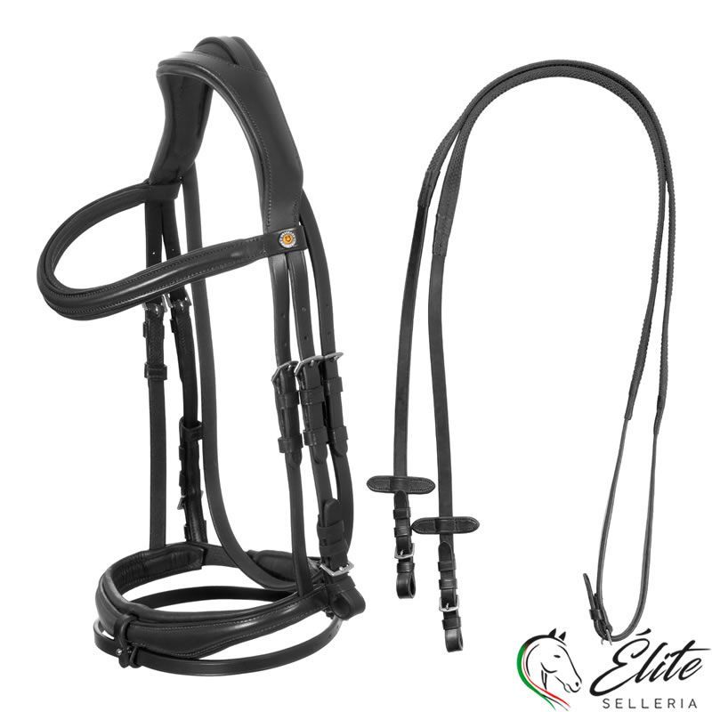 Vendita online TESTIERA INGLESE CON CAPEZZINA ANATOMICA BLACK - Selleria Élite del cavallo - Palermo - Sicilia- Italia