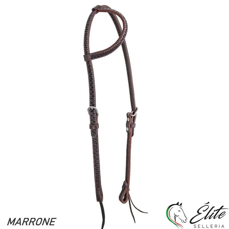 Vendita online TESTIERA 1 ORECCHIO 23748 LAVORAZIONE SANKE MARRONE - Selleria Élite del cavallo - Palermo - Sicilia- Italia